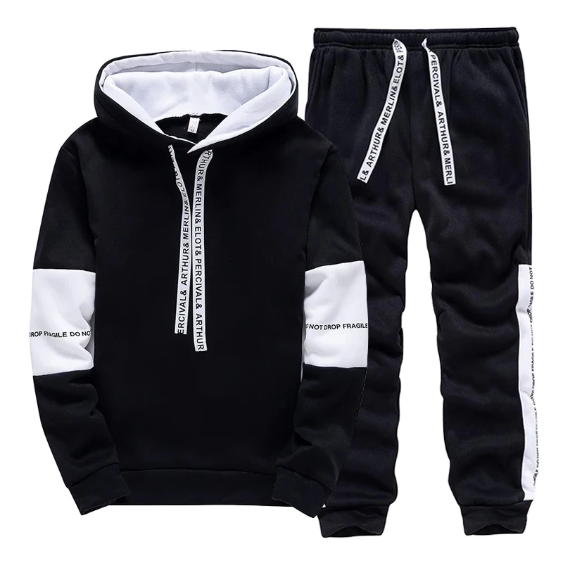 Winter Clothing - Czarno-biały męski dres, modny, casualowy, z