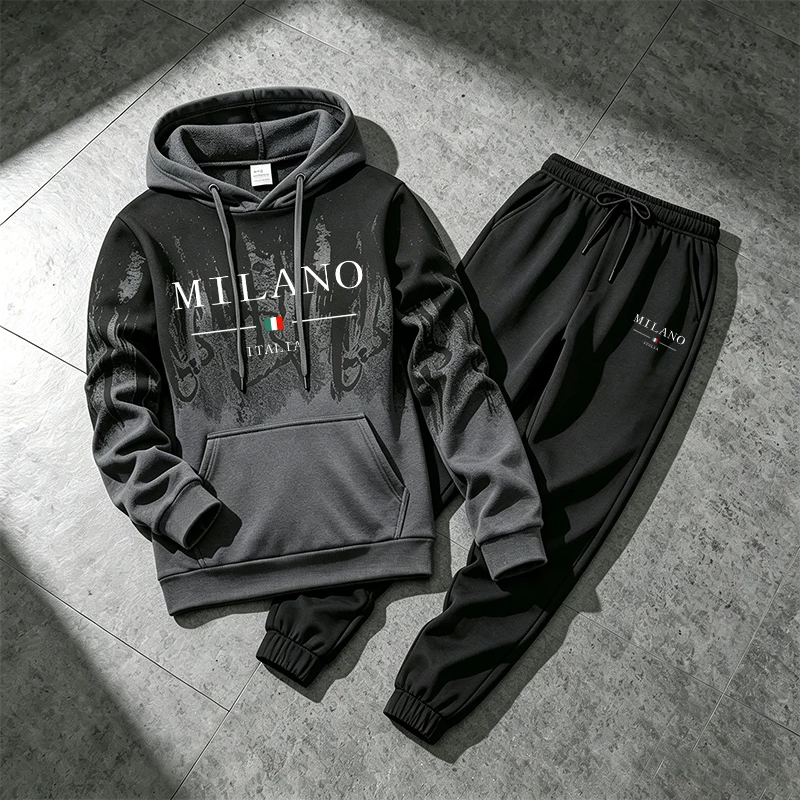 Winter Clothing - Męski dres z kapturem z efektem