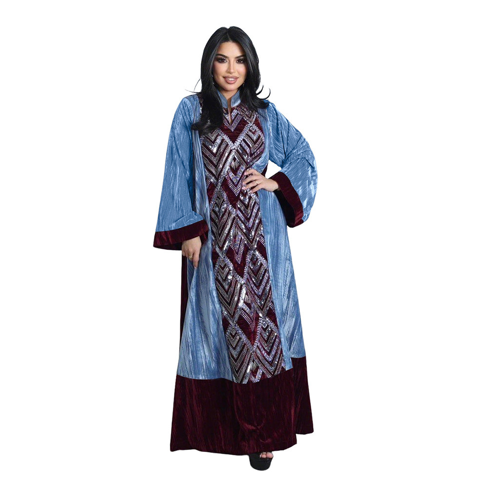 Winter Clothing Dubai - Xqy500461 Odzież Damska Sukienka z Aksamitnymi