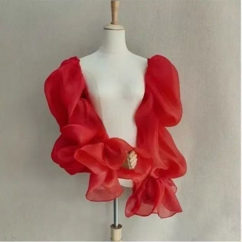 Winter Clothing Clearance Sale - Eleganckie, bufiaste rękawki ślubne, marszczone długie