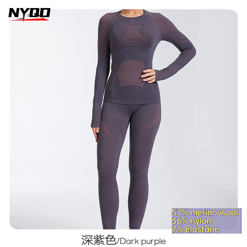Thermal Base Layer - Damski wełniany zestaw bielizny termicznej szybkoschnącej