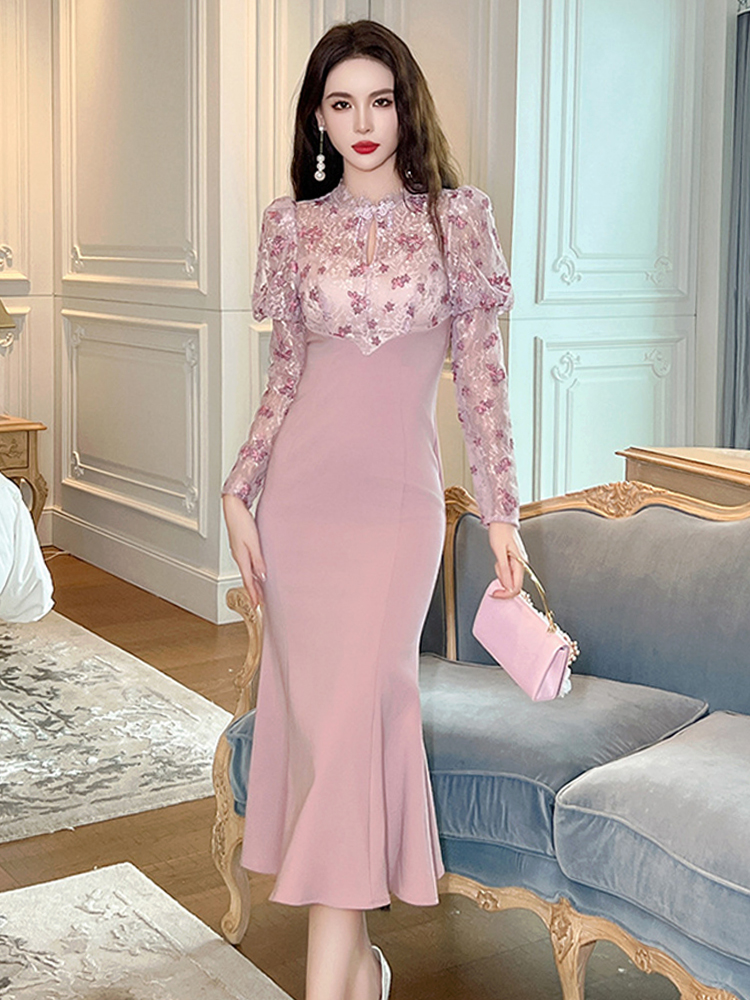 Winter Clothing H&M - Wiosna Jesień Qipao Syrenka Długie Sukienki