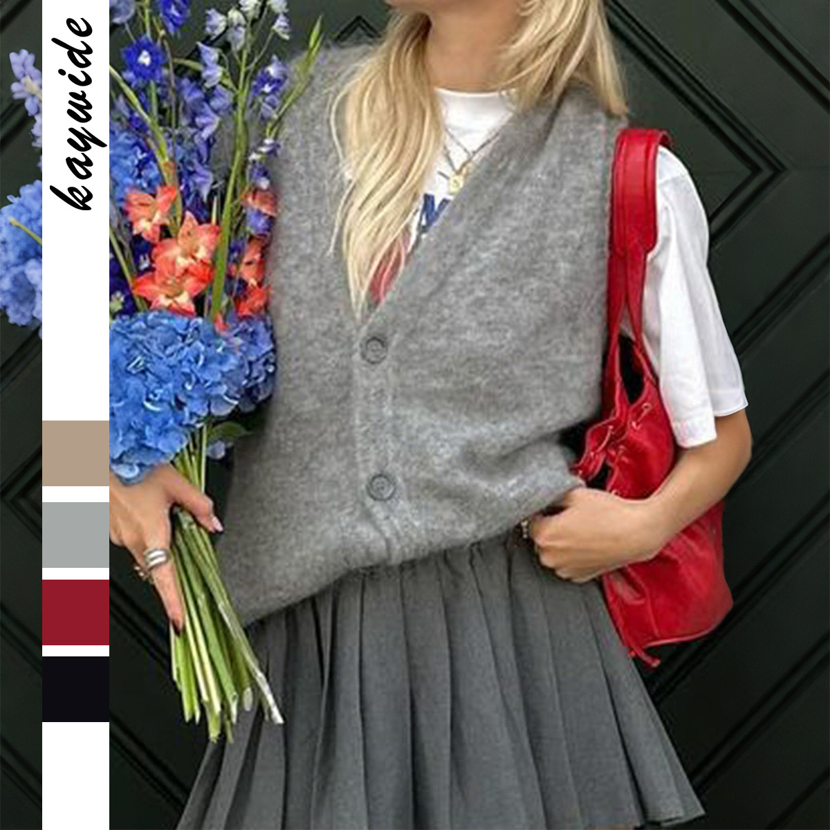 Winter Clothing H&M - Damska kamizelka wełniana na guziki, casualowa,