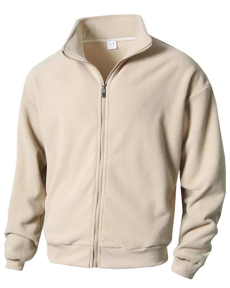 Wool Blend Coat - Jesienno-zimowy męski kardigan z zamkiem błyskawicznym,