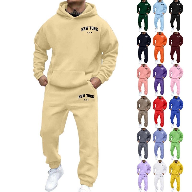 Winter Clothing - Męski popularny zestaw z nadrukiem liter,