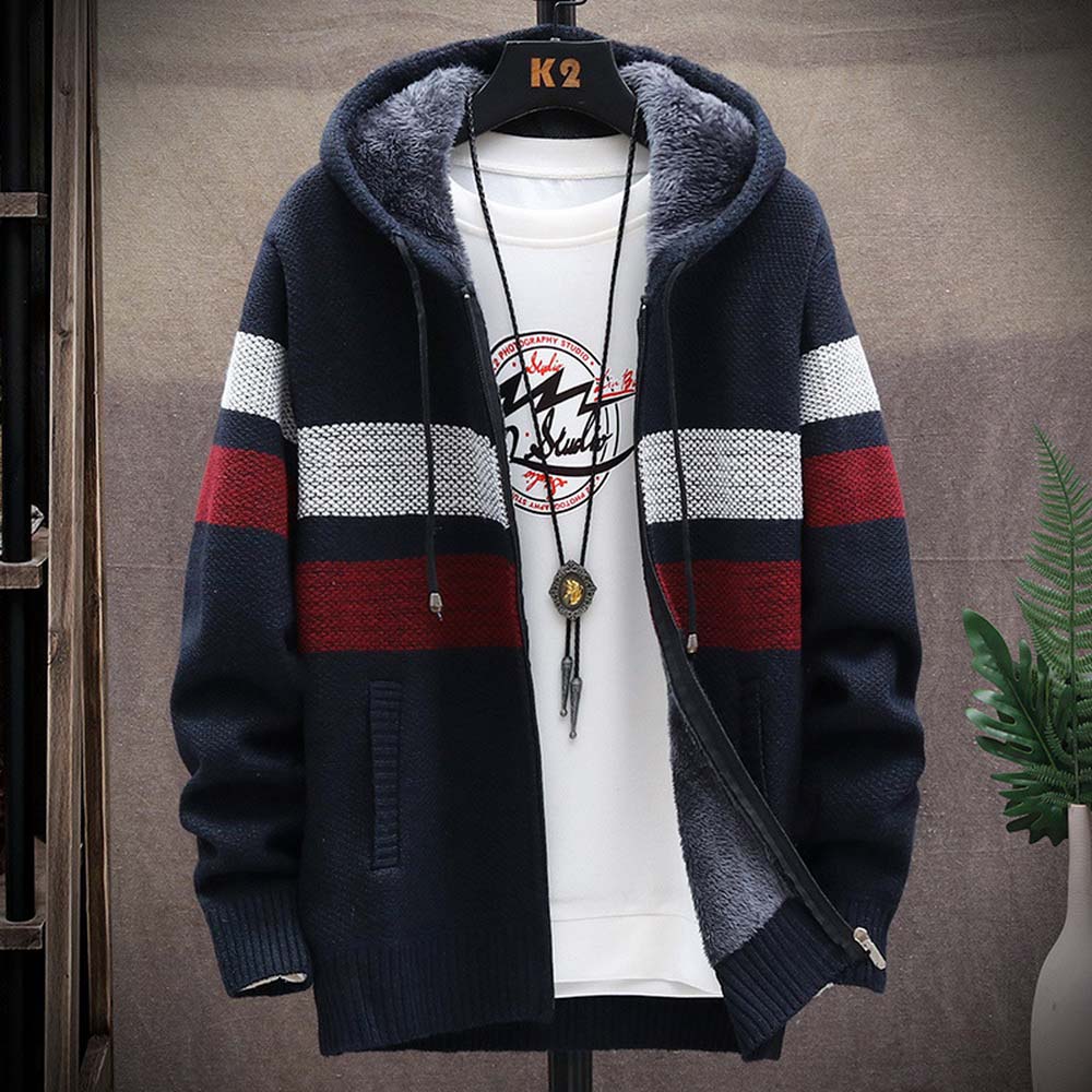Męski sweter w paski Gruby pol – Wool Blend Coat recenzja i cena