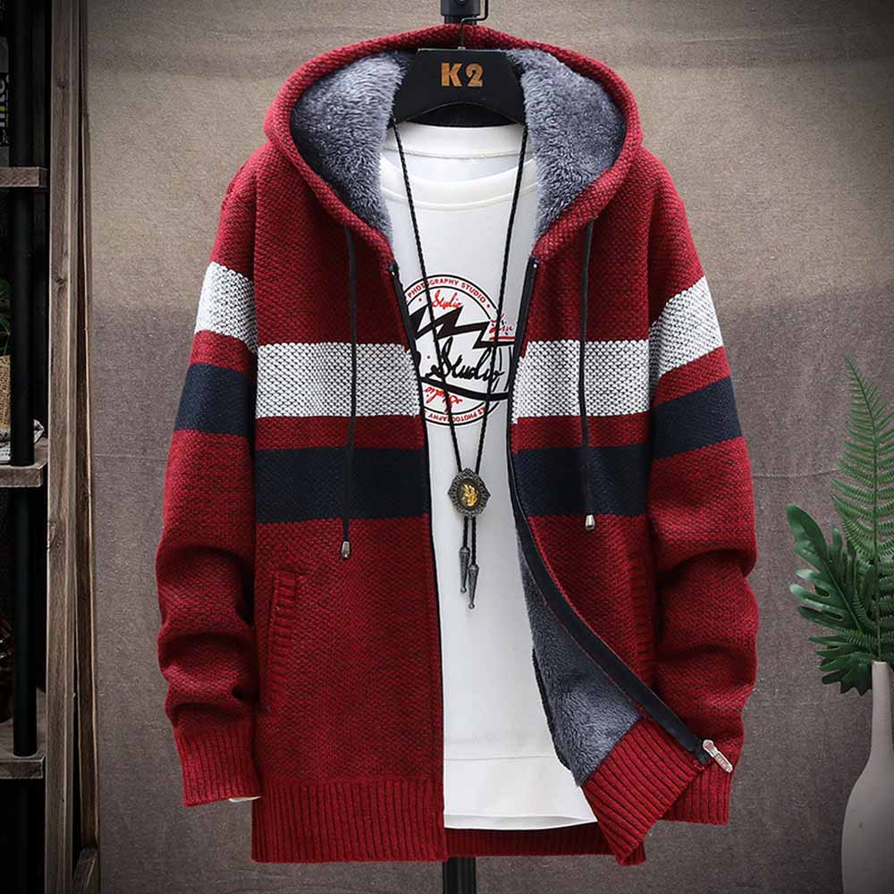 Męski sweter w paski Gruby pol – Wool Blend Coat recenzja i cena
