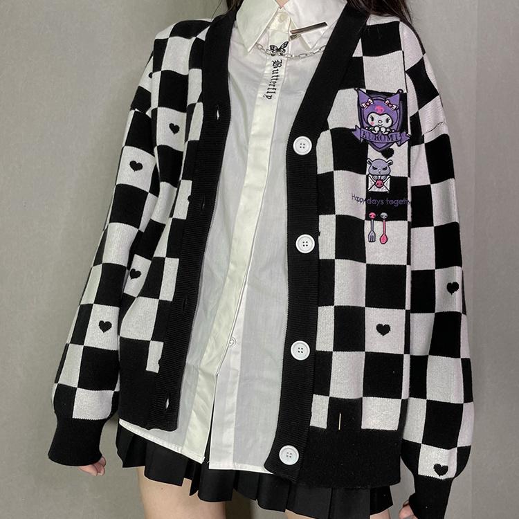Sweter damski z haftem Kuromi, – Wool Blend Coat recenzja i cena