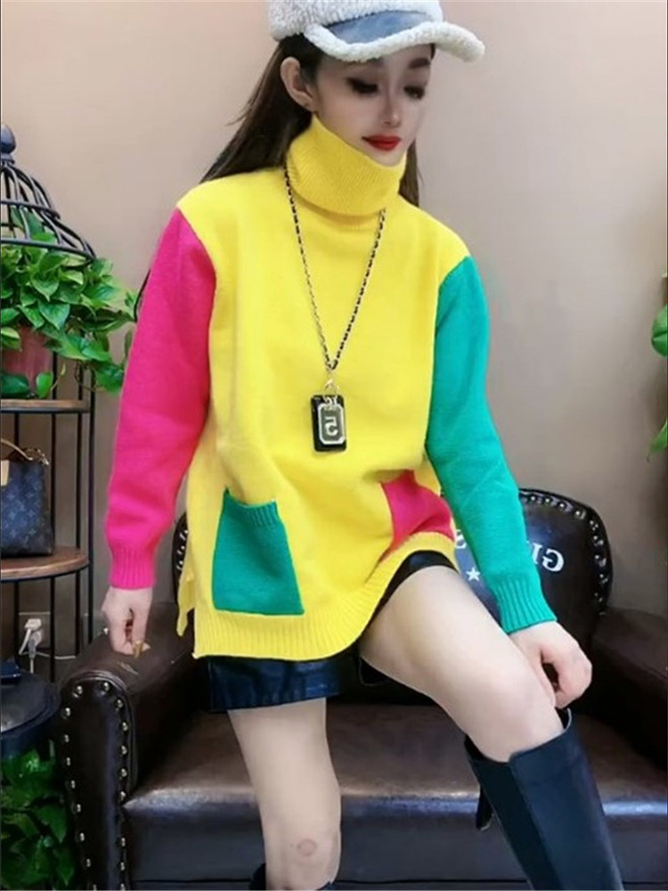 Casual Colors Patchwork Knitte – Winter Clothing Colors recenzja i cena