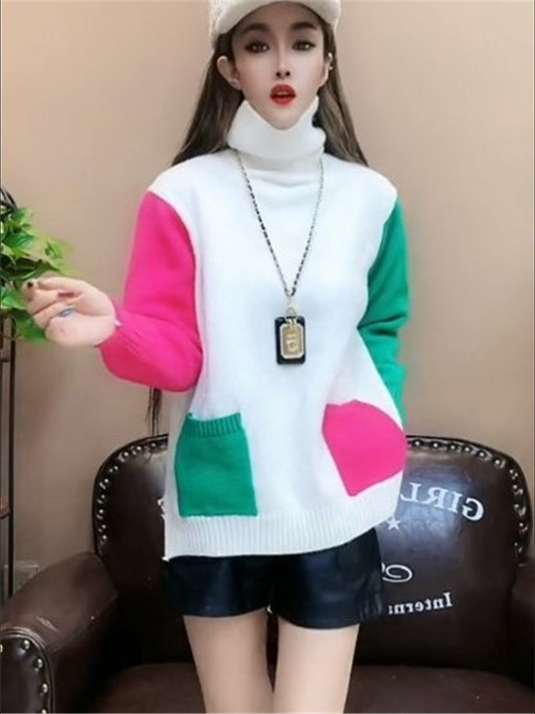 Casual Colors Patchwork Knitte – Winter Clothing Colors recenzja i cena