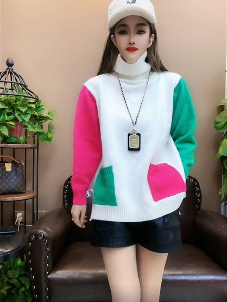 Casual Colors Patchwork Knitte – Winter Clothing Colors recenzja i cena